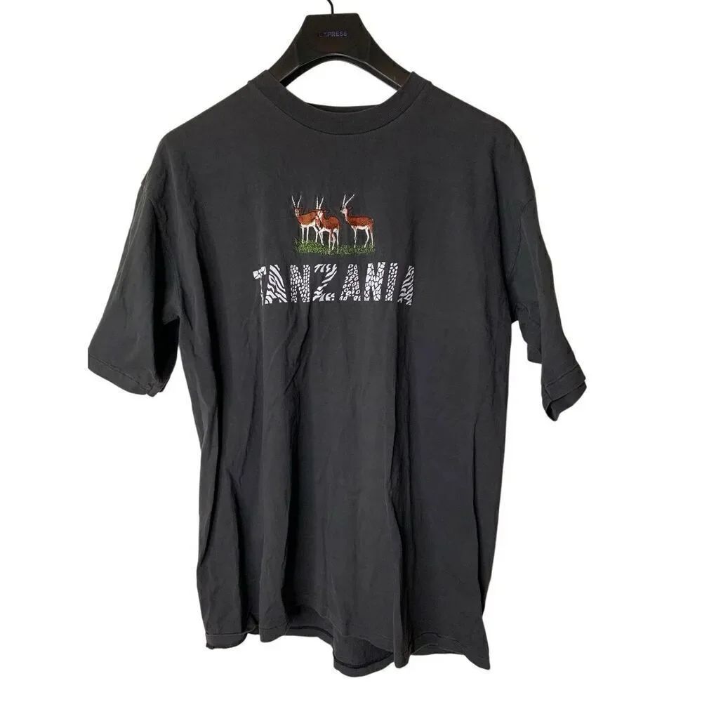 Vintage Tanzania Africa single stitch shirt Super Teximp black size XL